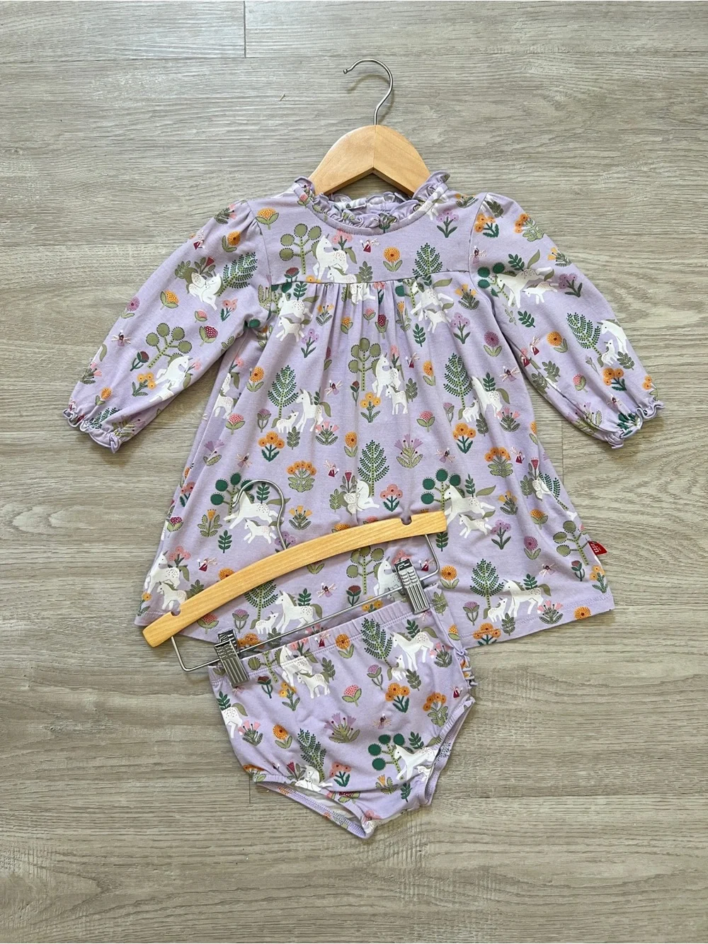 Magnetic Me Folk Magic Ruffled Dress Diaper Cover Set 12-18M Purple Unicorn